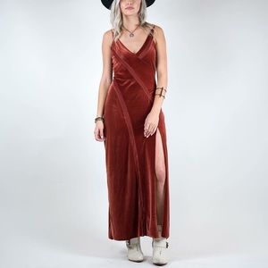 NWT Free People Spliced Velvet Maxi